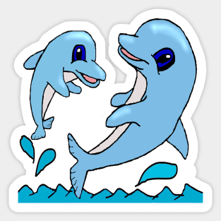 Dolphins Playing Sticker